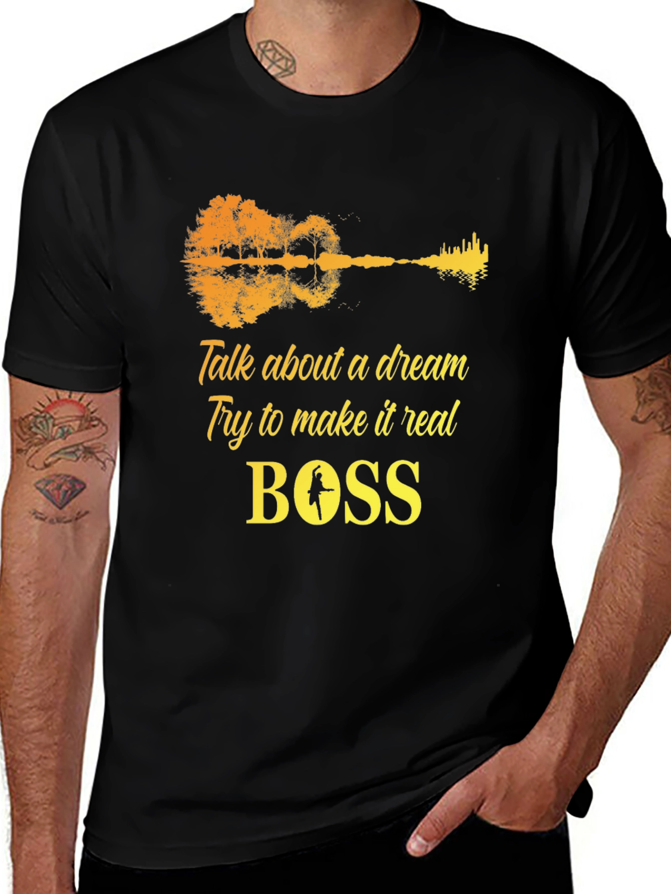 Dream Guitar T-Shirt - Black Cotton Graphic Tee
