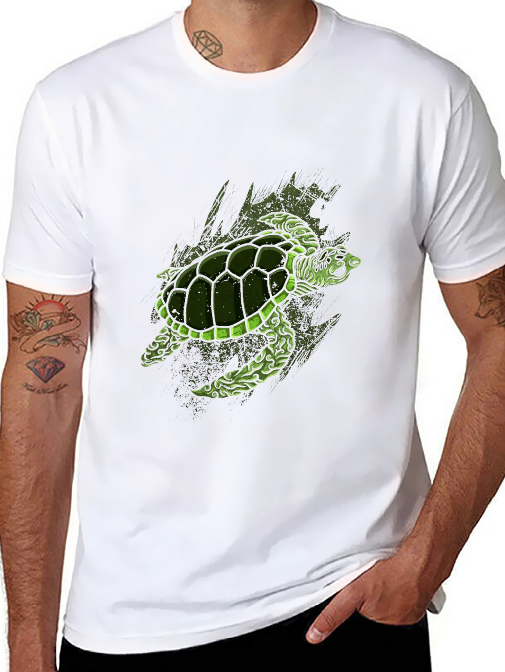Turtle Graphic Print Crew Neck T-Shirt