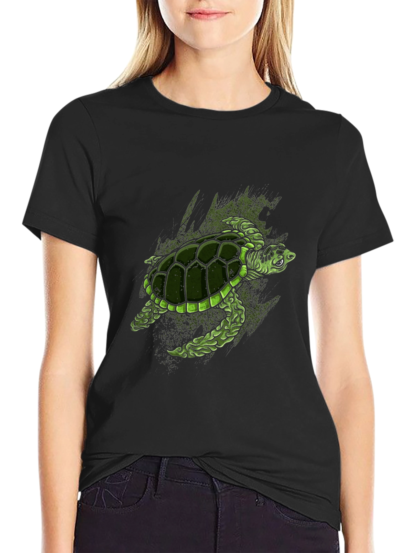 Turtle Graphic Print Crew Neck T-Shirt