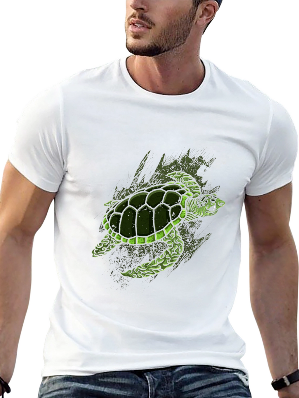 Turtle Graphic Print Crew Neck T-Shirt
