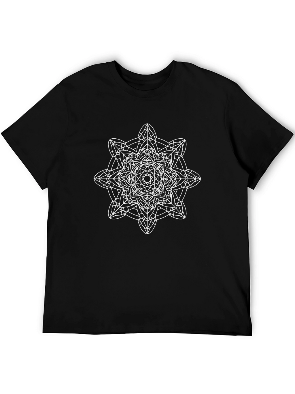 Geometric Mandala Graphic T-Shirt - Black