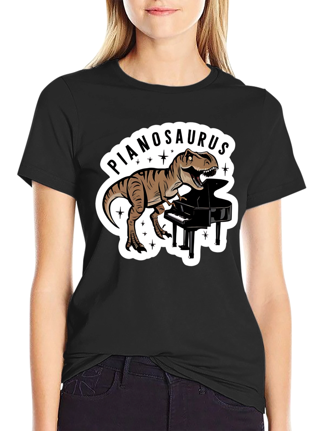 Pianosaurus T-Rex Dinosaur Piano Lover T-Shirt