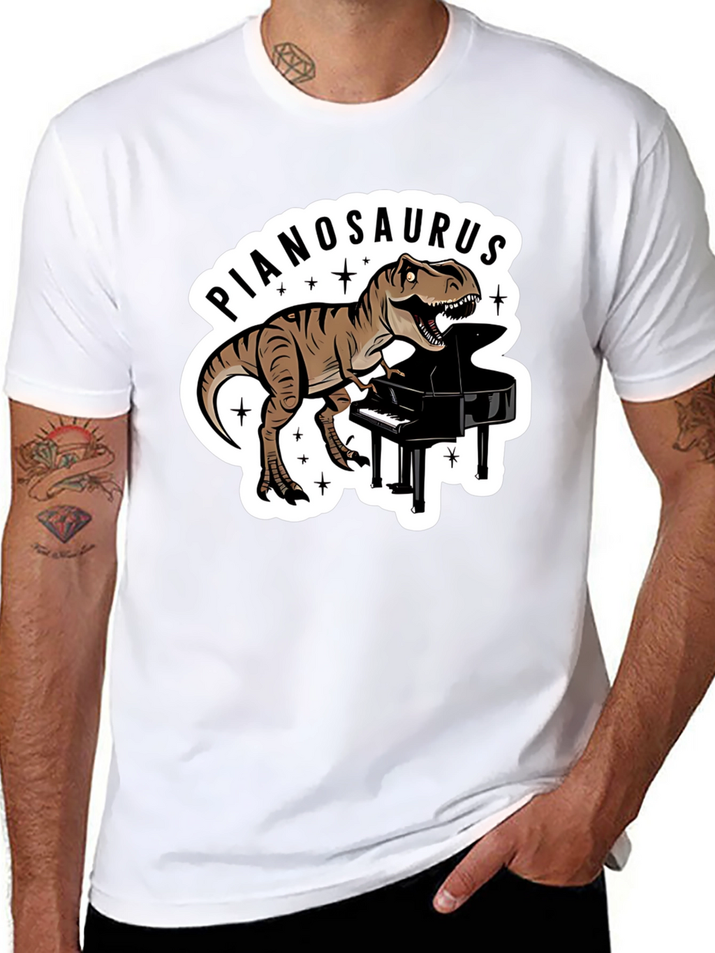 Pianosaurus T-Rex Dinosaur Piano Lover T-Shirt