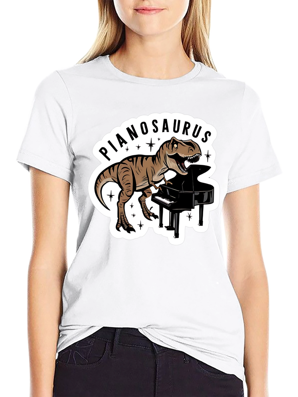 Pianosaurus T-Rex Dinosaur Piano Lover T-Shirt