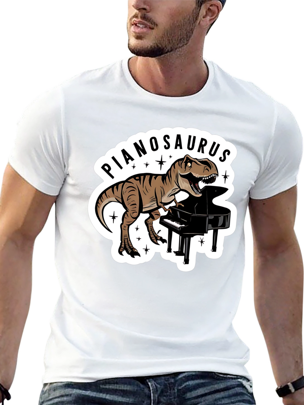 Pianosaurus T-Rex Dinosaur Piano Lover T-Shirt