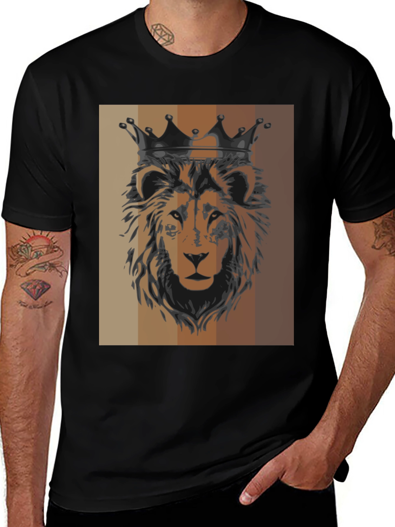 King Lion Graphic Tee - Black Cotton T-Shirt