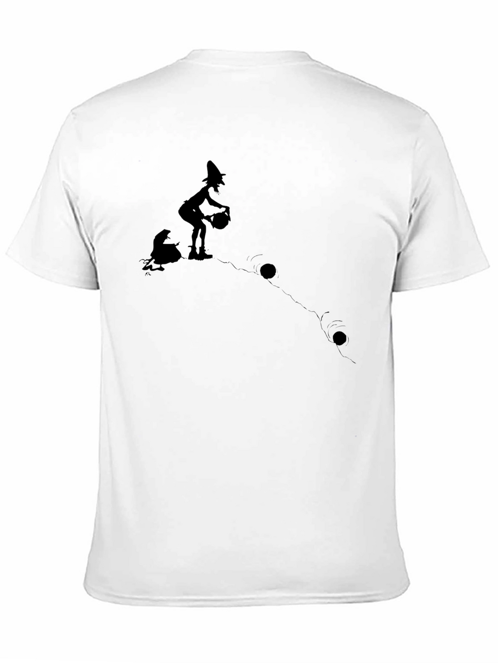 Whimsical Witch Graphic T-Shirt - Black Cotton Tee