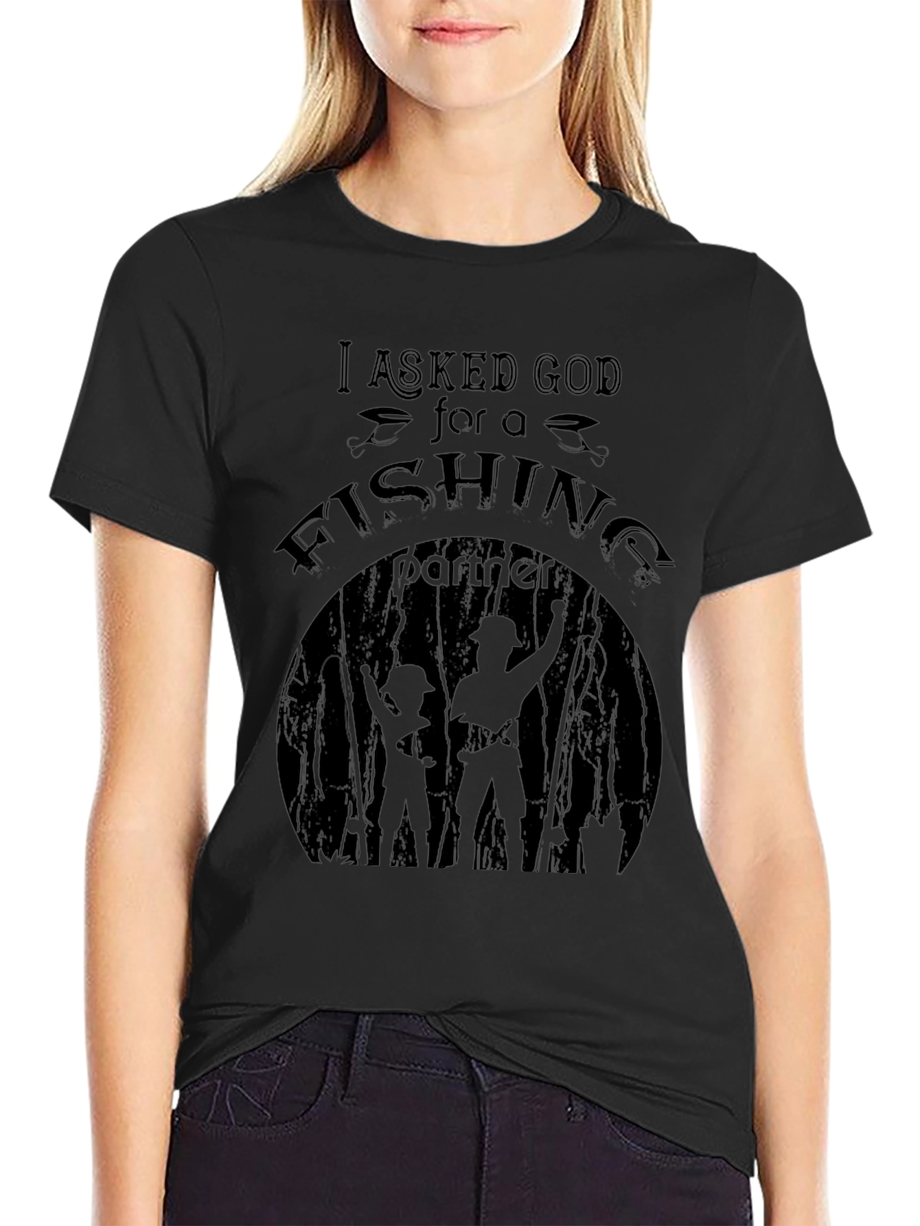 Fishing Partner Graphic Tee - Black Cotton Shirt