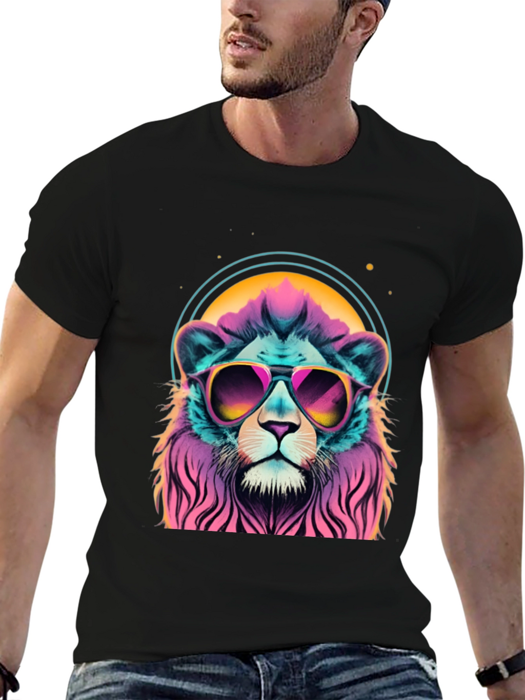 Cool Lion Graphic Tee - Retro Style