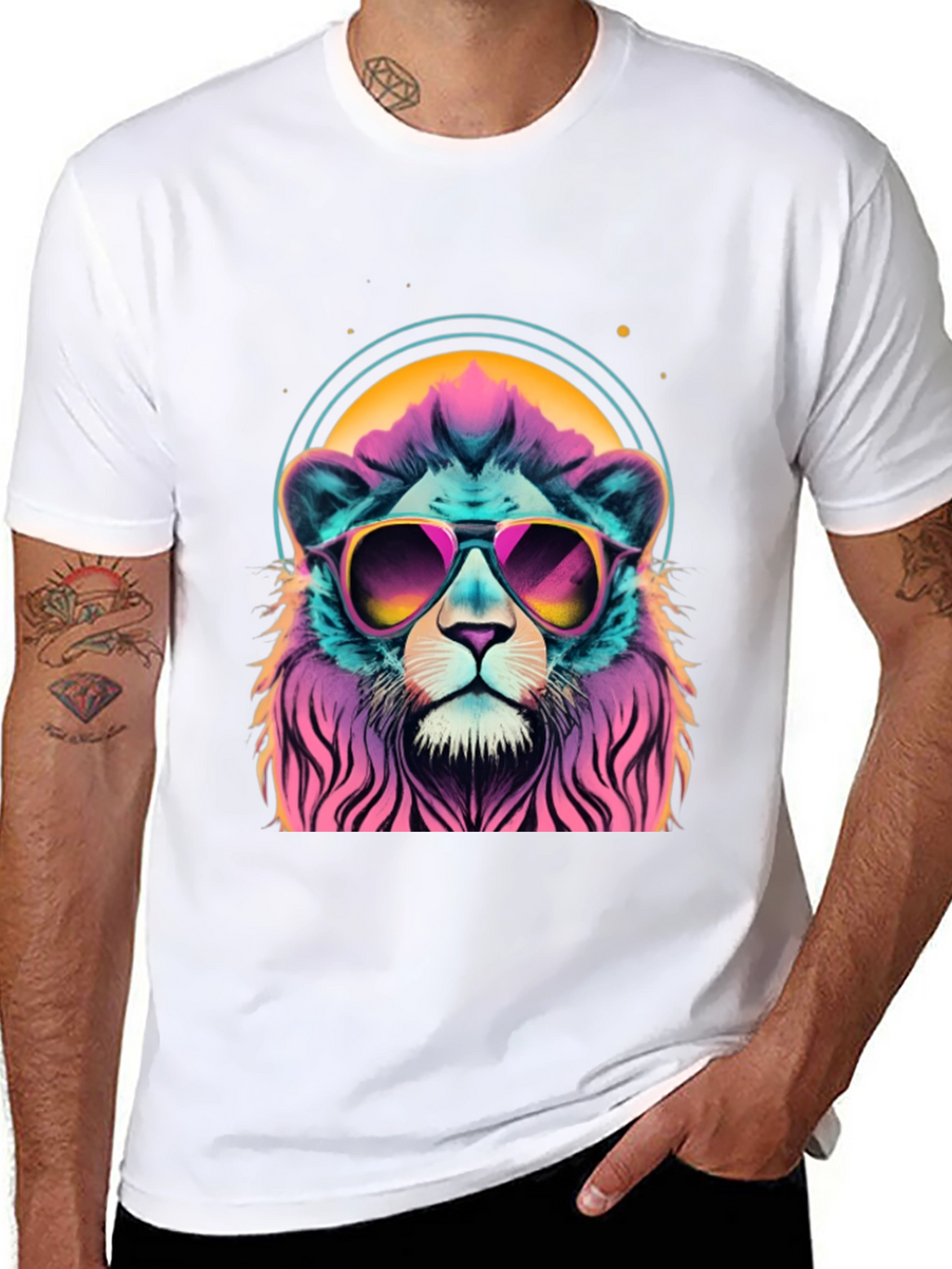 Cool Lion Graphic Tee - Retro Style