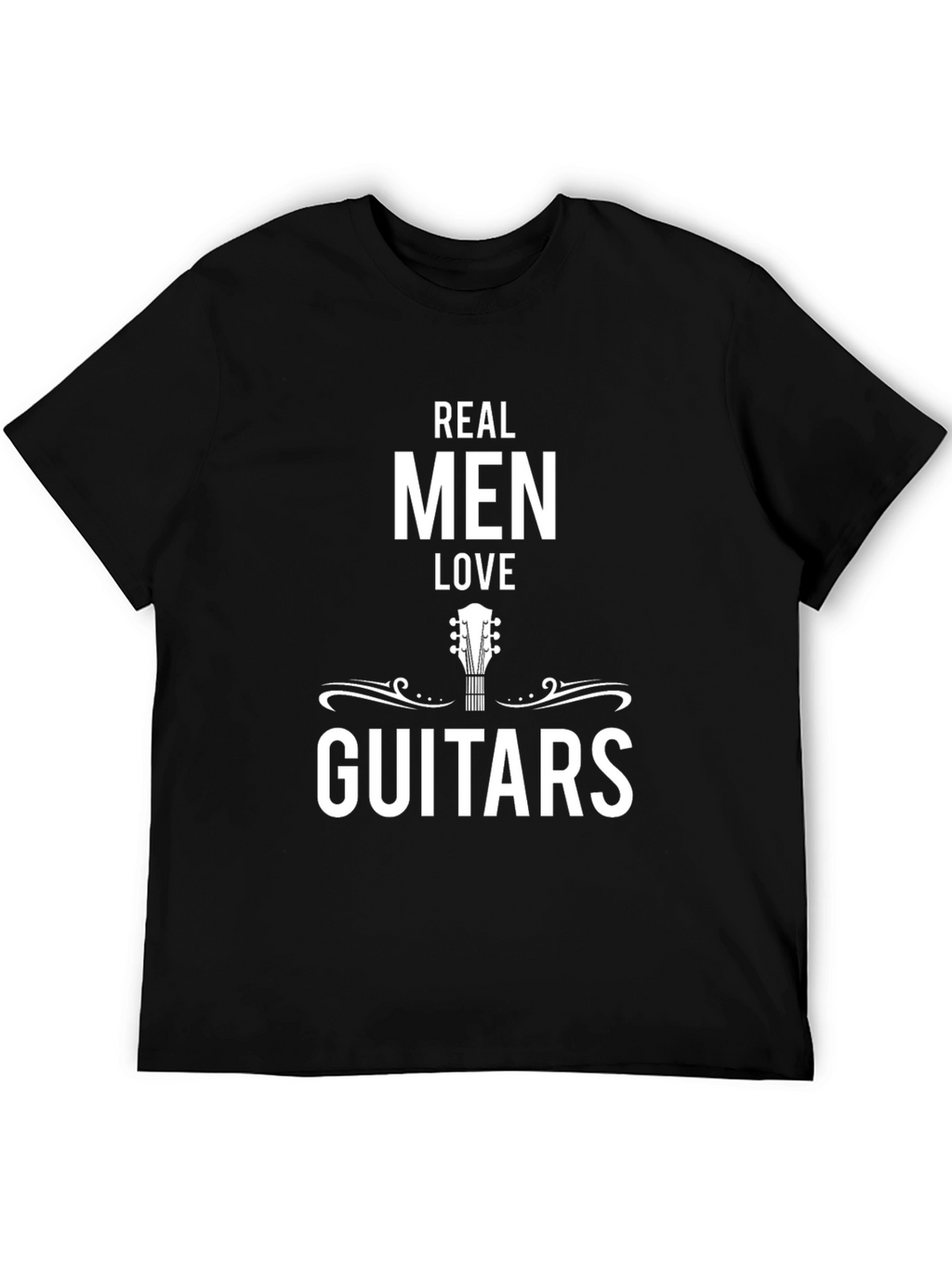 Real Men Love Guitars Black Graphic T-Shirt