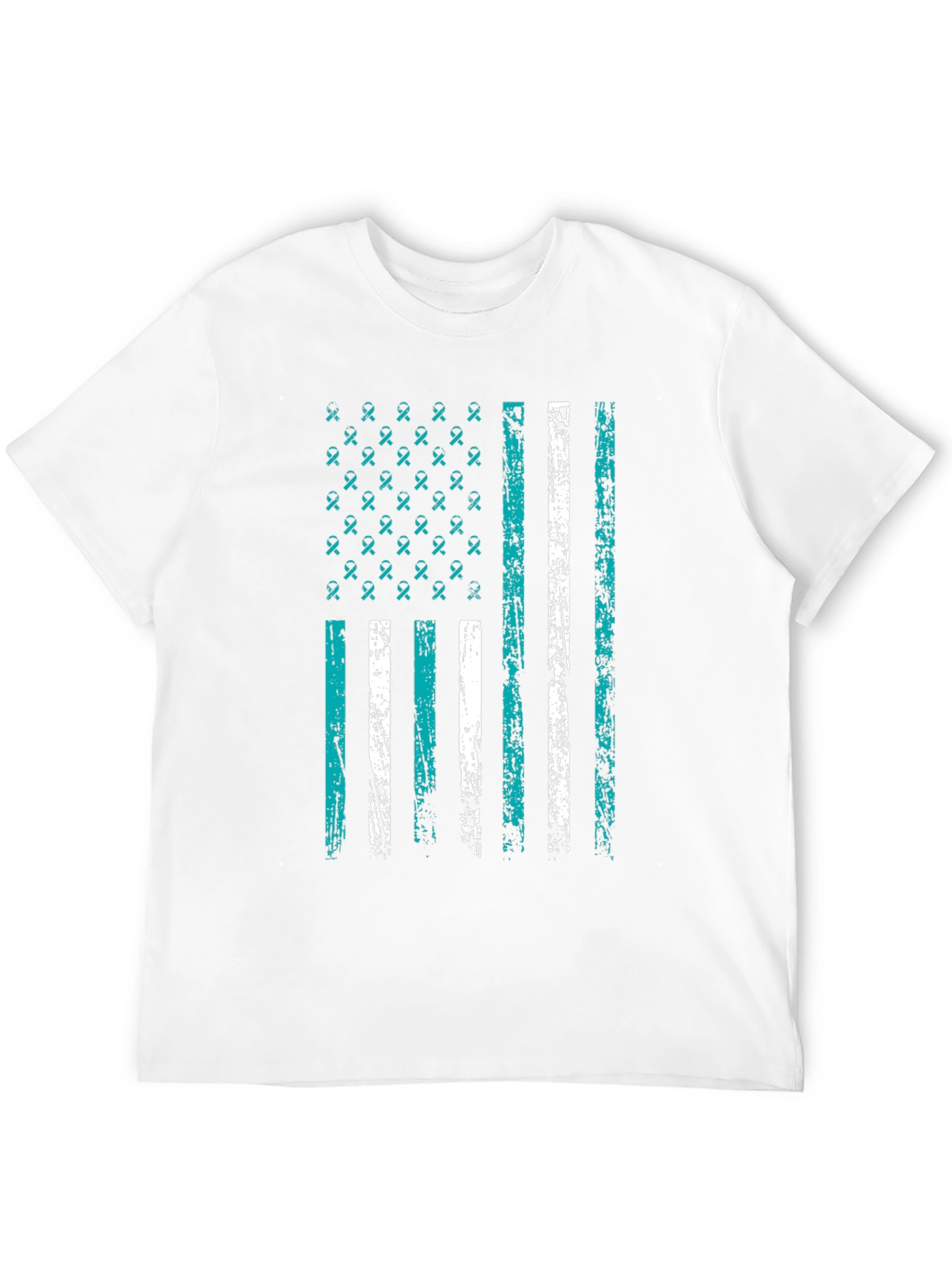 Teal Ribbon Flag Graphic T-Shirt