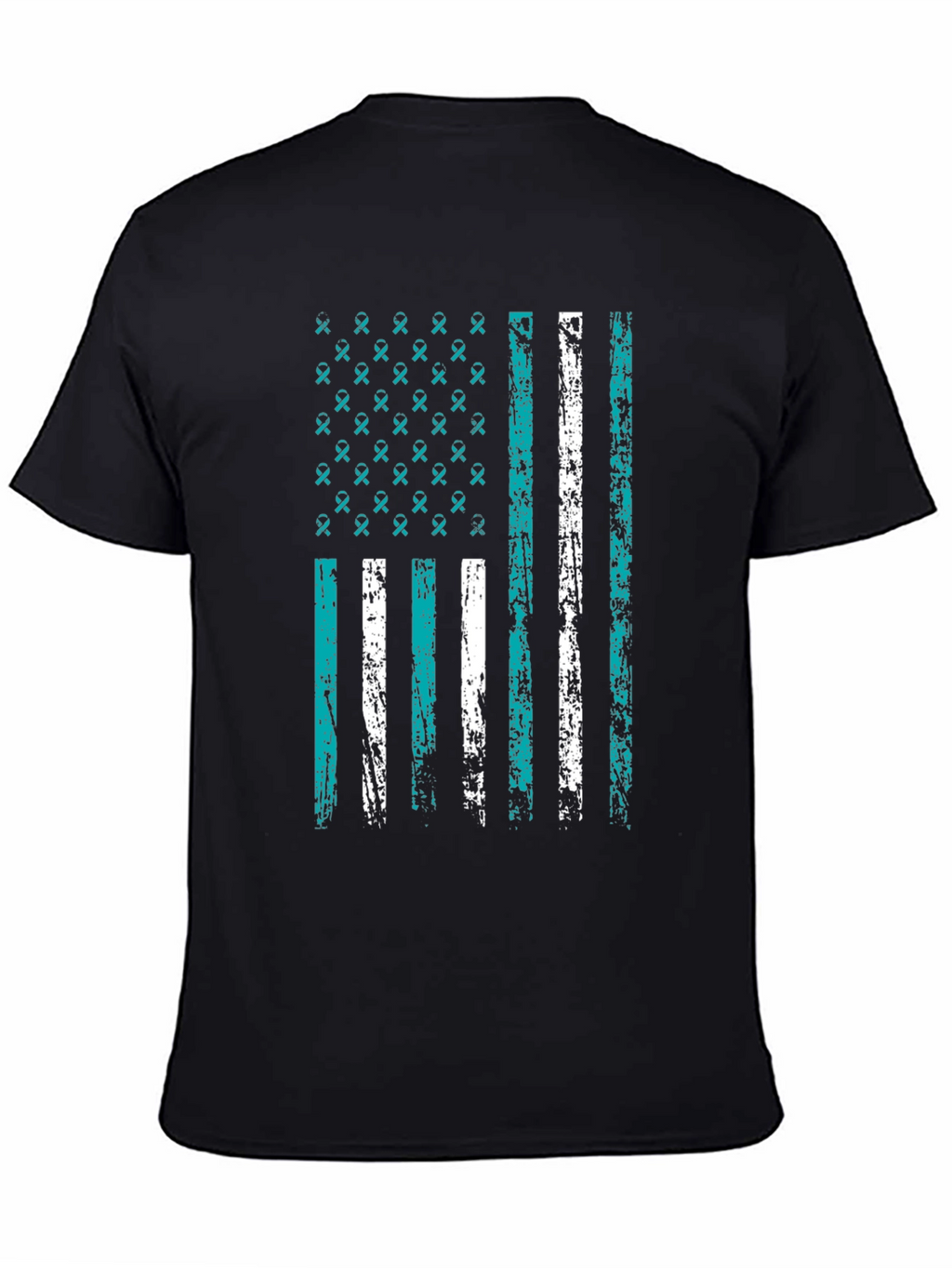 Teal Ribbon Flag Graphic T-Shirt