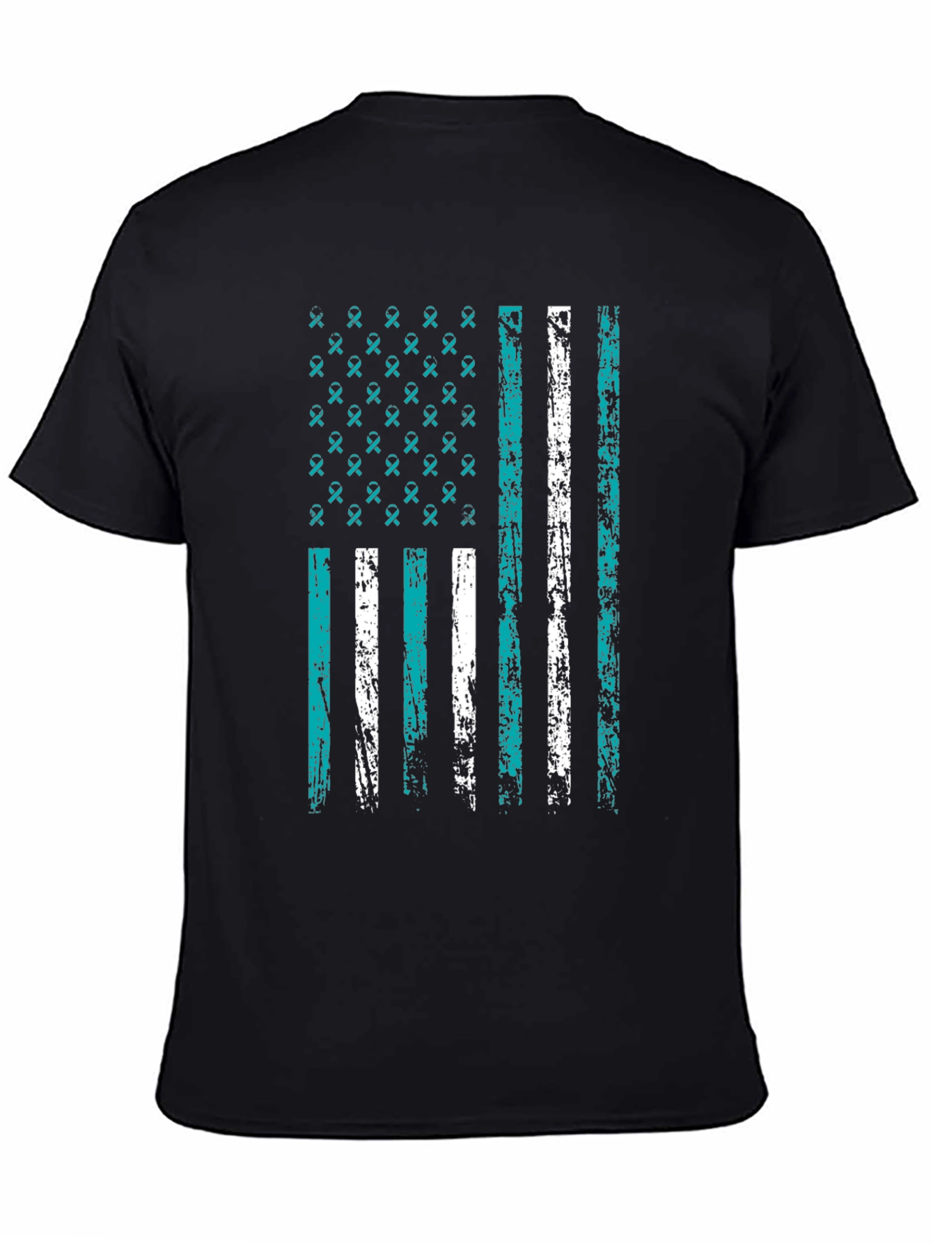 Teal Ribbon Flag Graphic T-Shirt