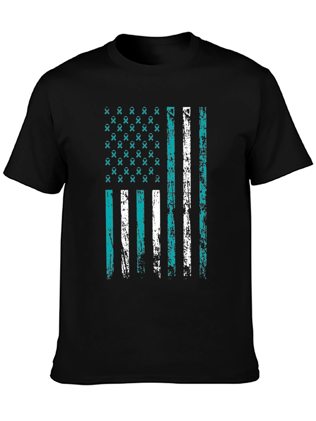 Teal Ribbon Flag Graphic T-Shirt