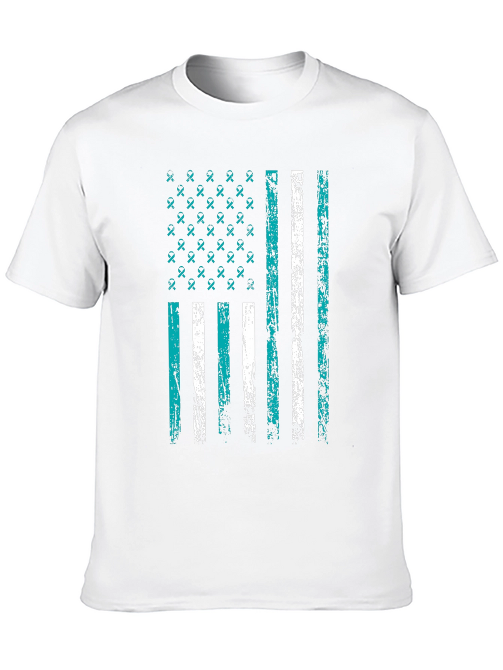 Teal Ribbon Flag Graphic T-Shirt