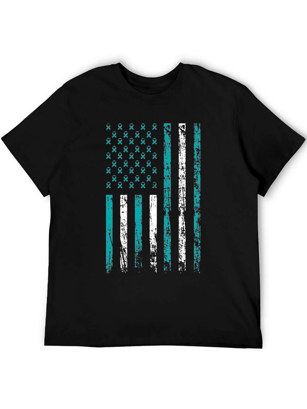 Teal Ribbon Flag Graphic T-Shirt