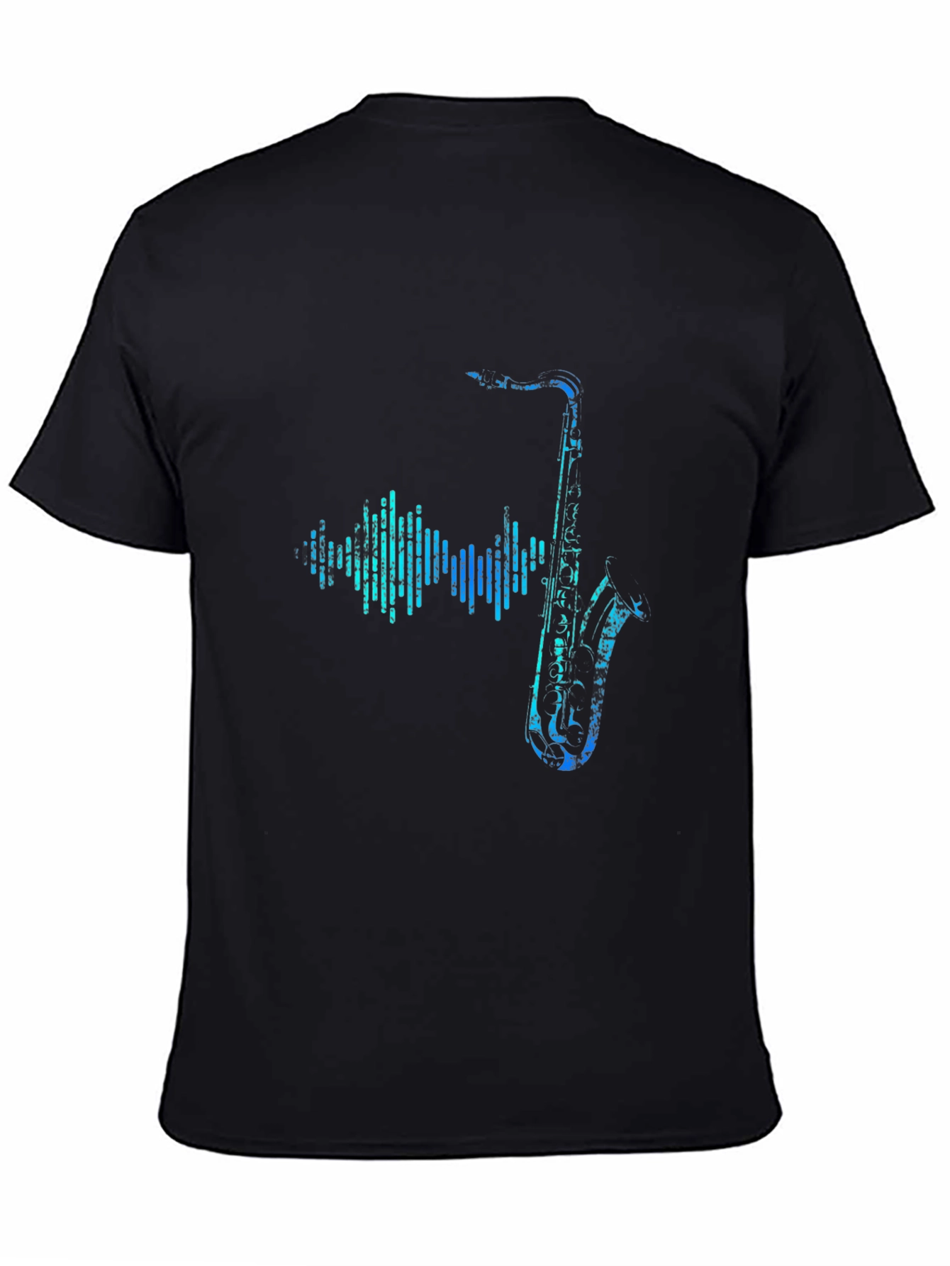 Saxophone Soundwave Graphic Tee - Black Cotton