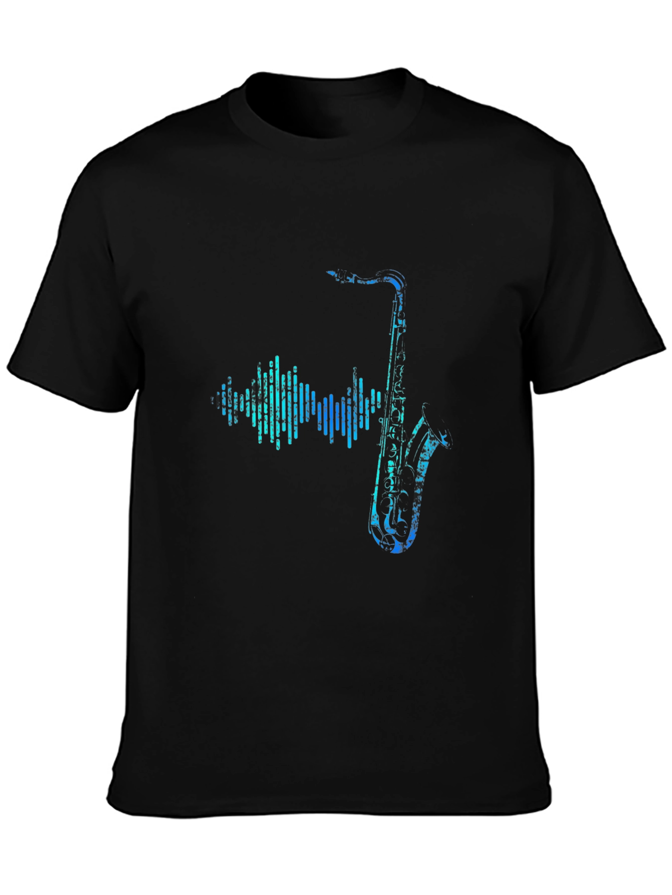 Saxophone Soundwave Graphic Tee - Black Cotton