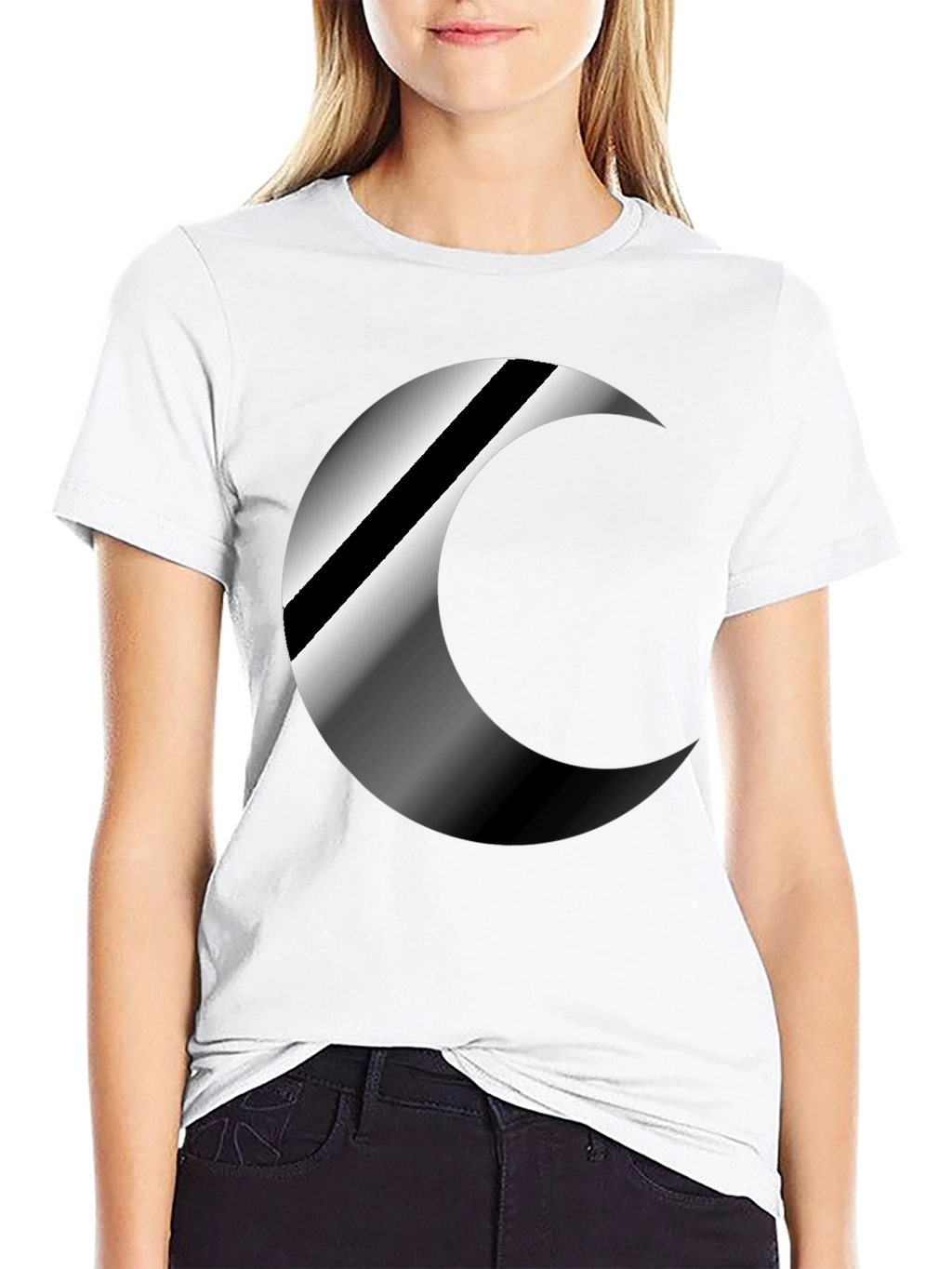 Mens Black Crescent Moon Graphic T-Shirt