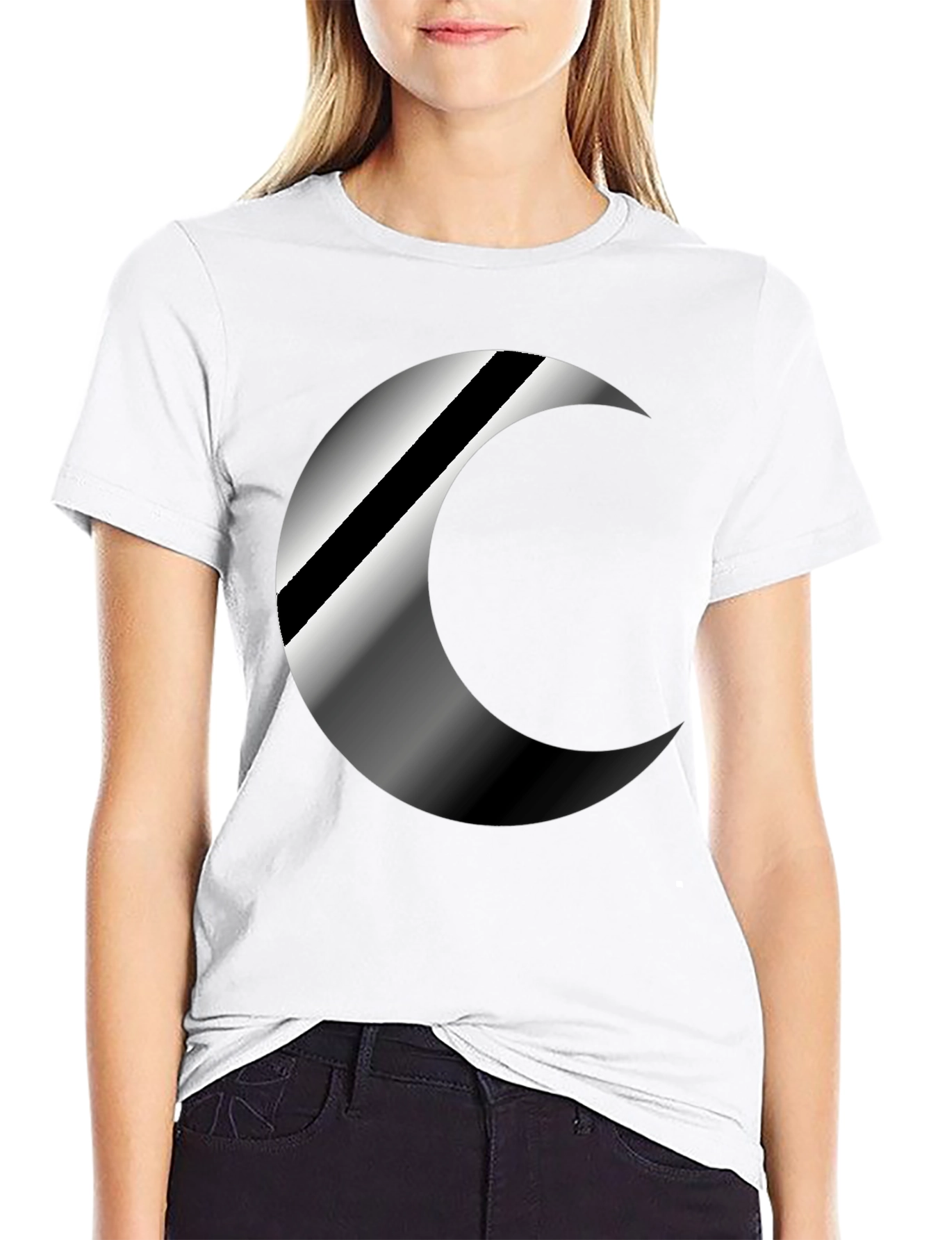 Mens Black Crescent Moon Graphic T-Shirt