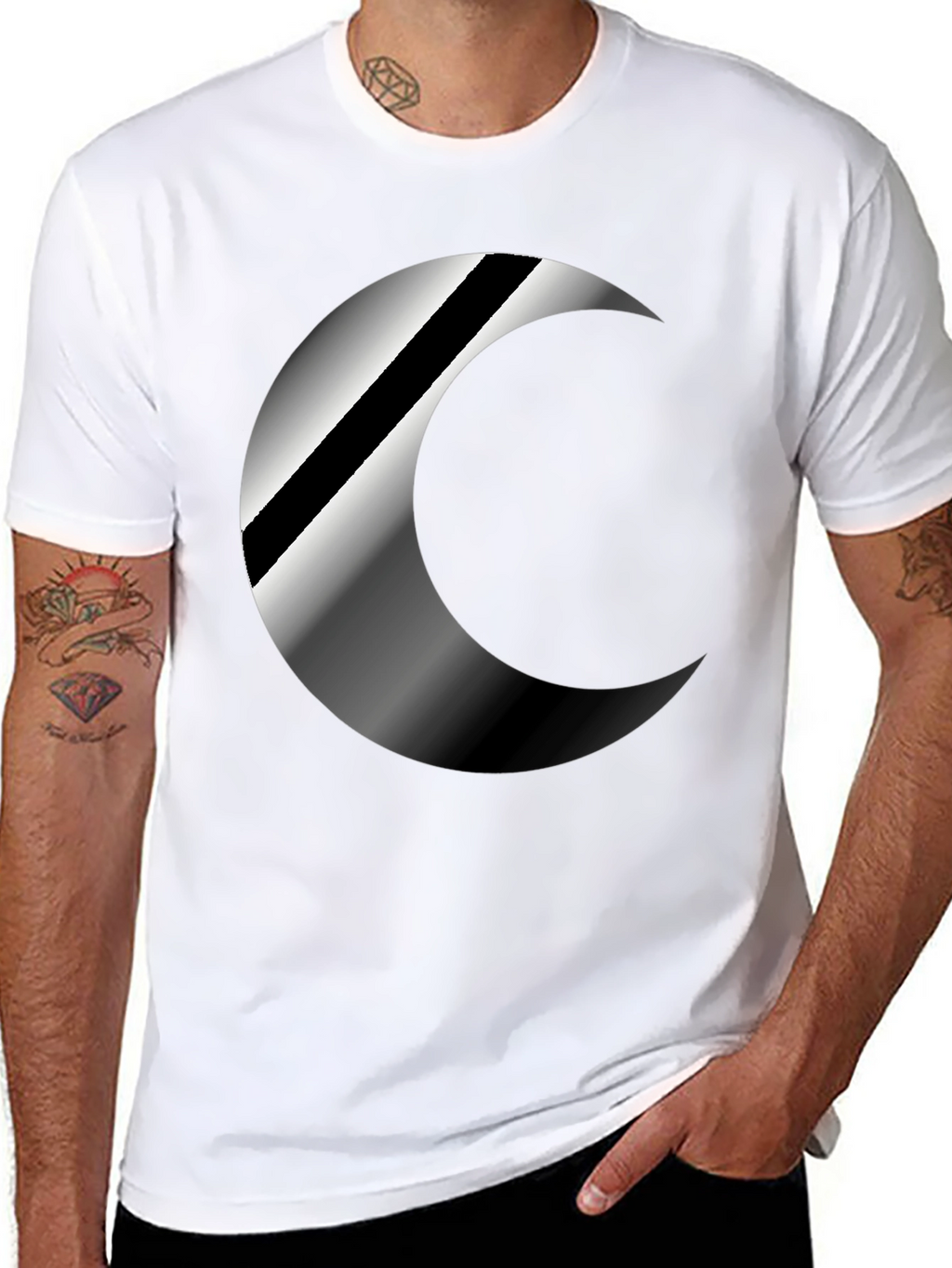 Mens Black Crescent Moon Graphic T-Shirt