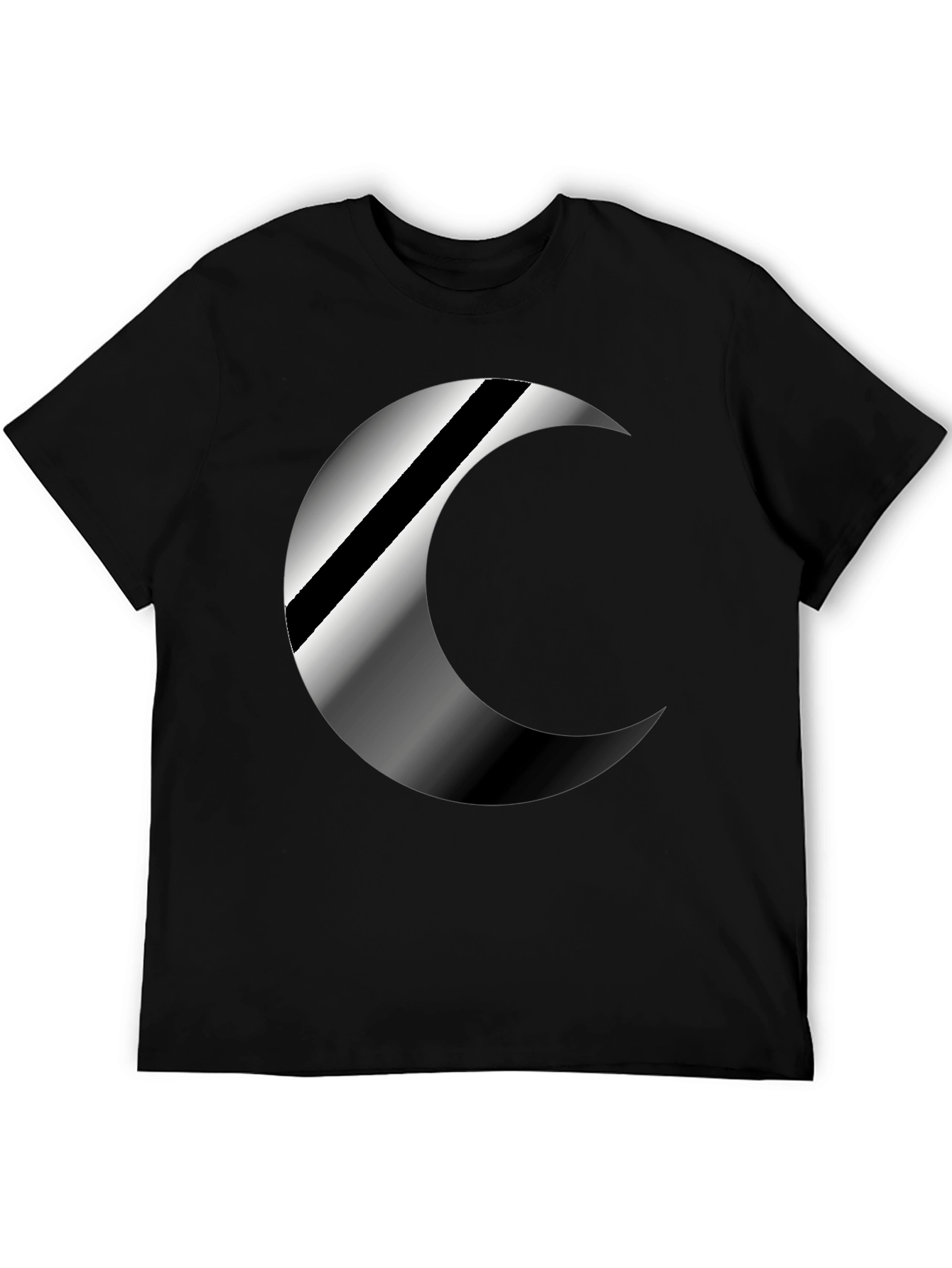 Mens Black Crescent Moon Graphic T-Shirt