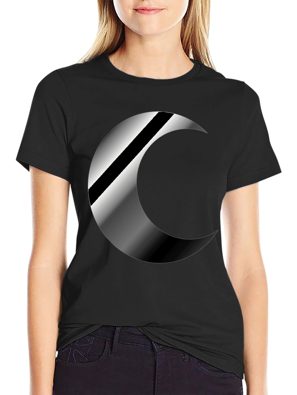 Mens Black Crescent Moon Graphic T-Shirt