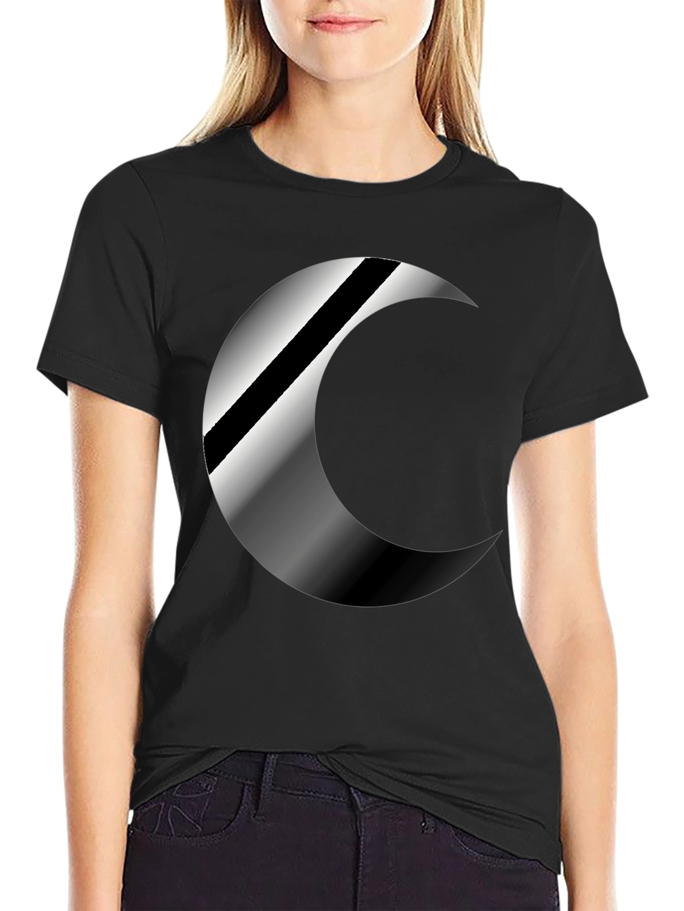 Mens Black Crescent Moon Graphic T-Shirt
