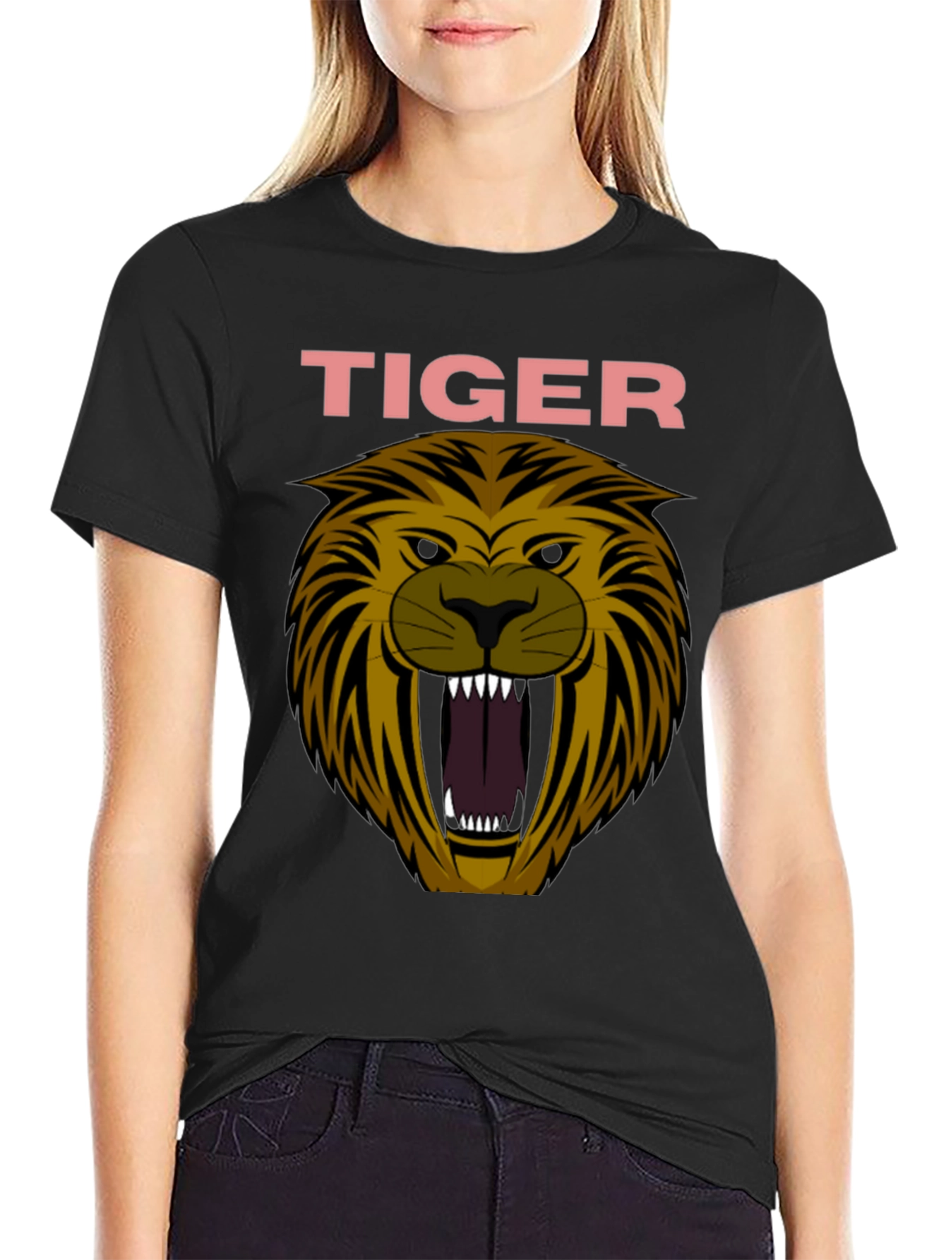 Mens Tiger Graphic Print Crew Neck T-Shirt