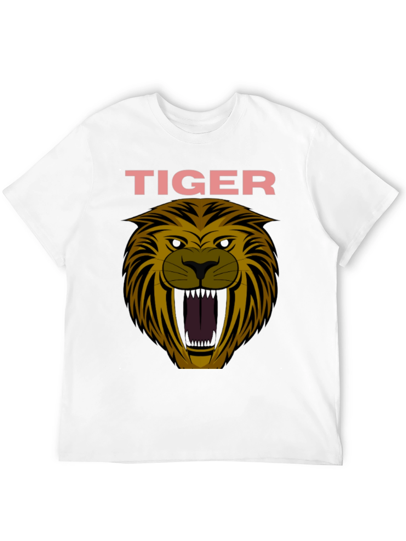 Mens Tiger Graphic Print Crew Neck T-Shirt