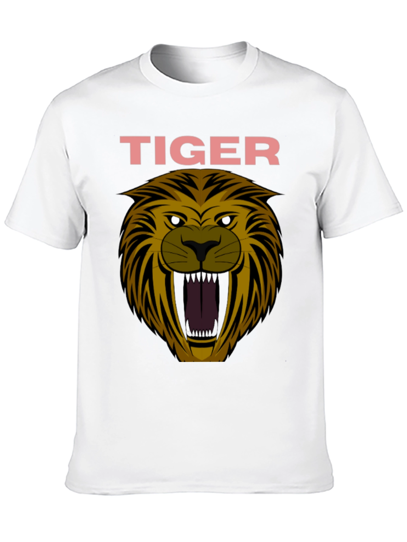 Mens Tiger Graphic Print Crew Neck T-Shirt