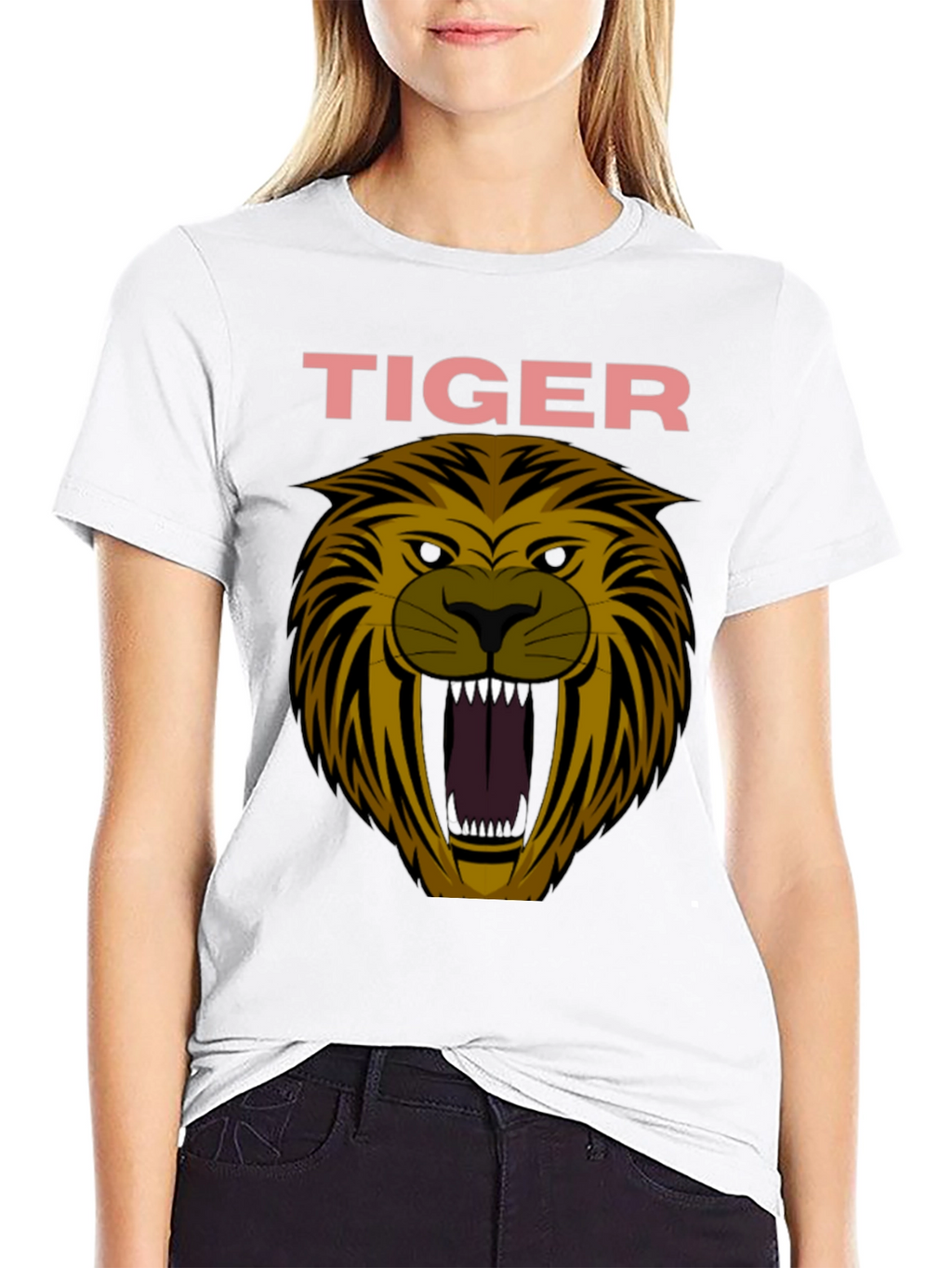 Mens Tiger Graphic Print Crew Neck T-Shirt