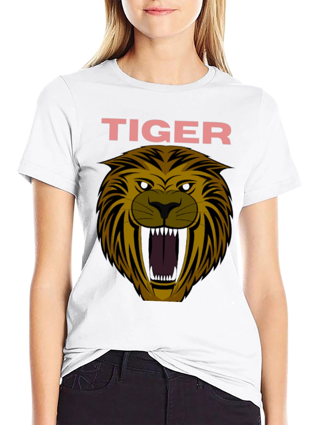 Mens Tiger Graphic Print Crew Neck T-Shirt
