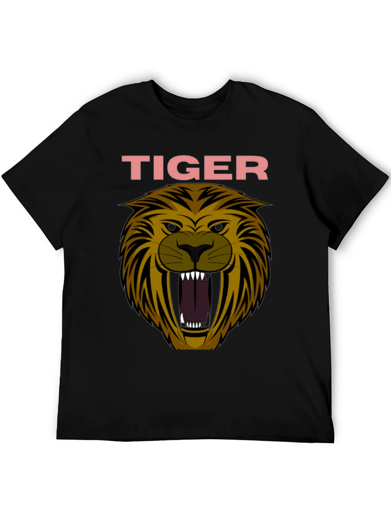 Mens Tiger Graphic Print Crew Neck T-Shirt