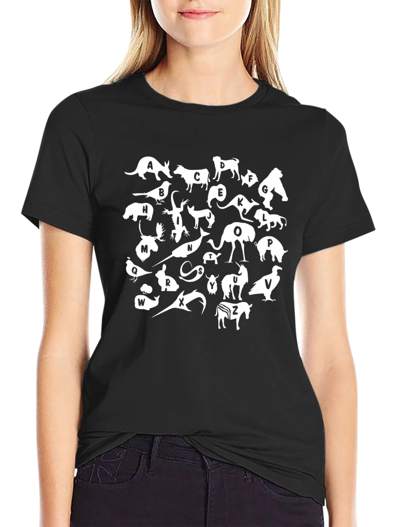 Animal Alphabet Graphic Print T-Shirt