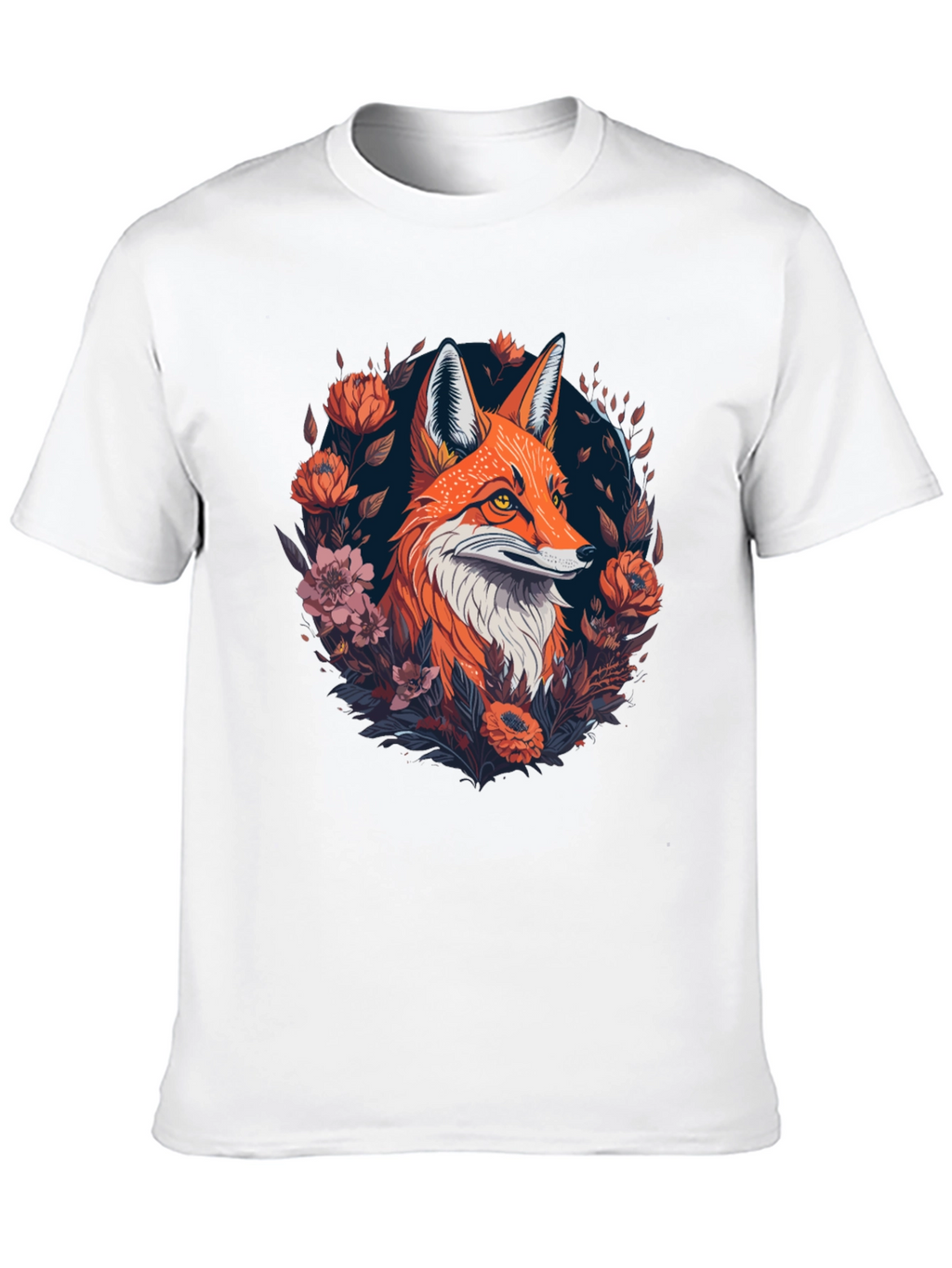 Fox Floral Graphic Black T-Shirt