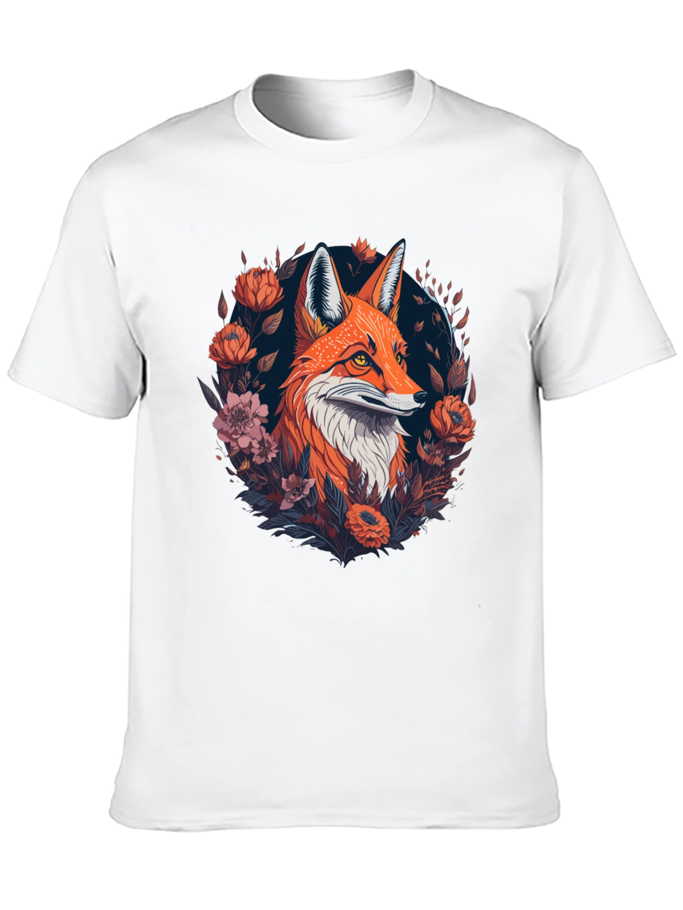 Fox Floral Graphic Black T-Shirt