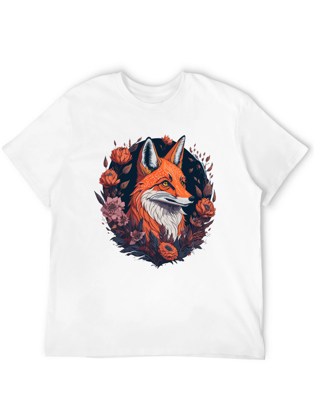 Fox Floral Graphic Black T-Shirt