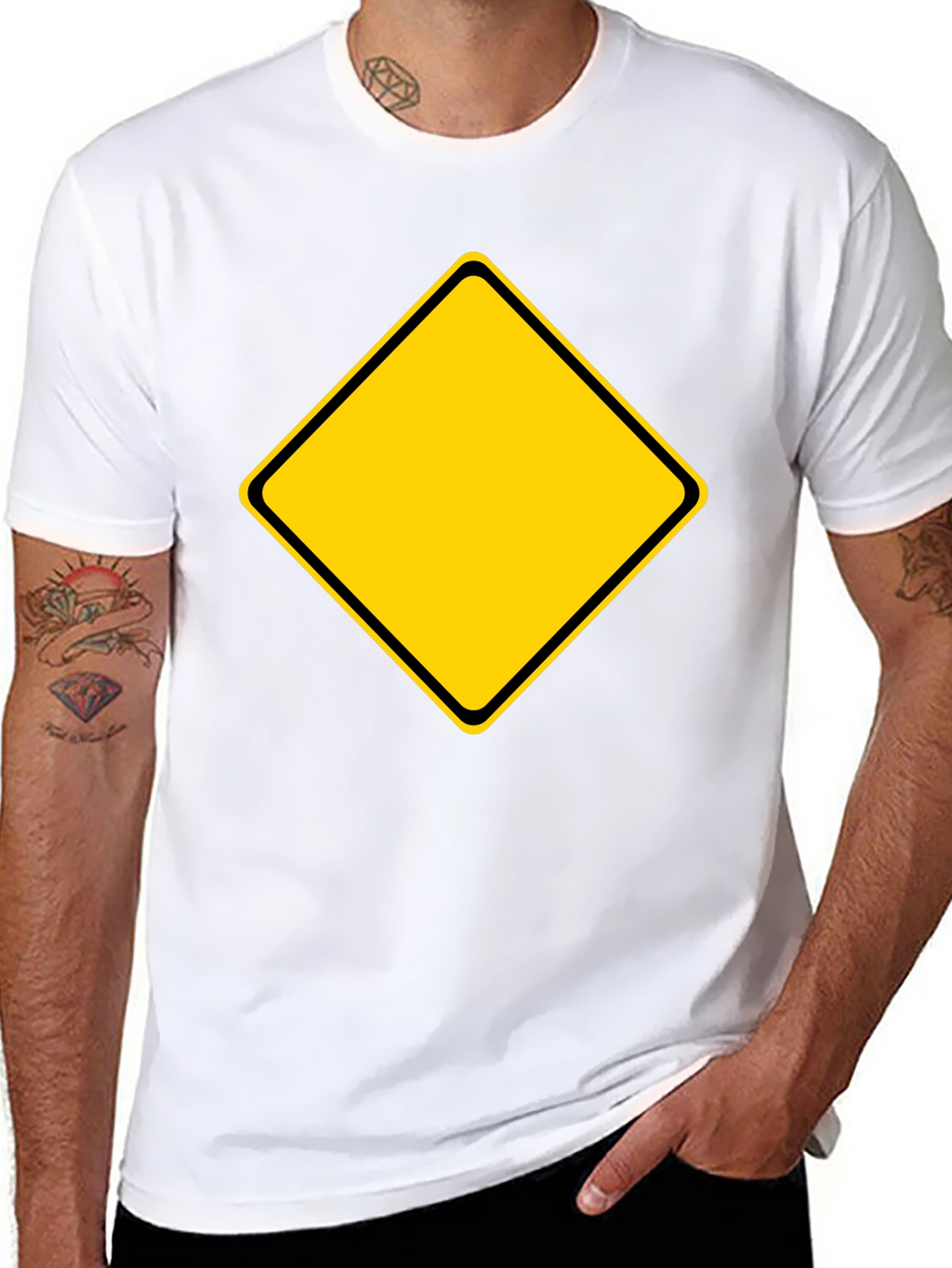 Black T-Shirt with Yellow Diamond Graphic