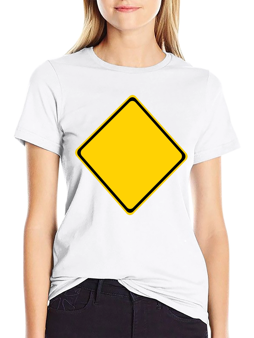 Black T-Shirt with Yellow Diamond Graphic