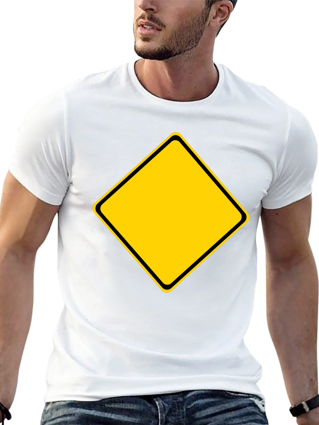 Black T-Shirt with Yellow Diamond Graphic