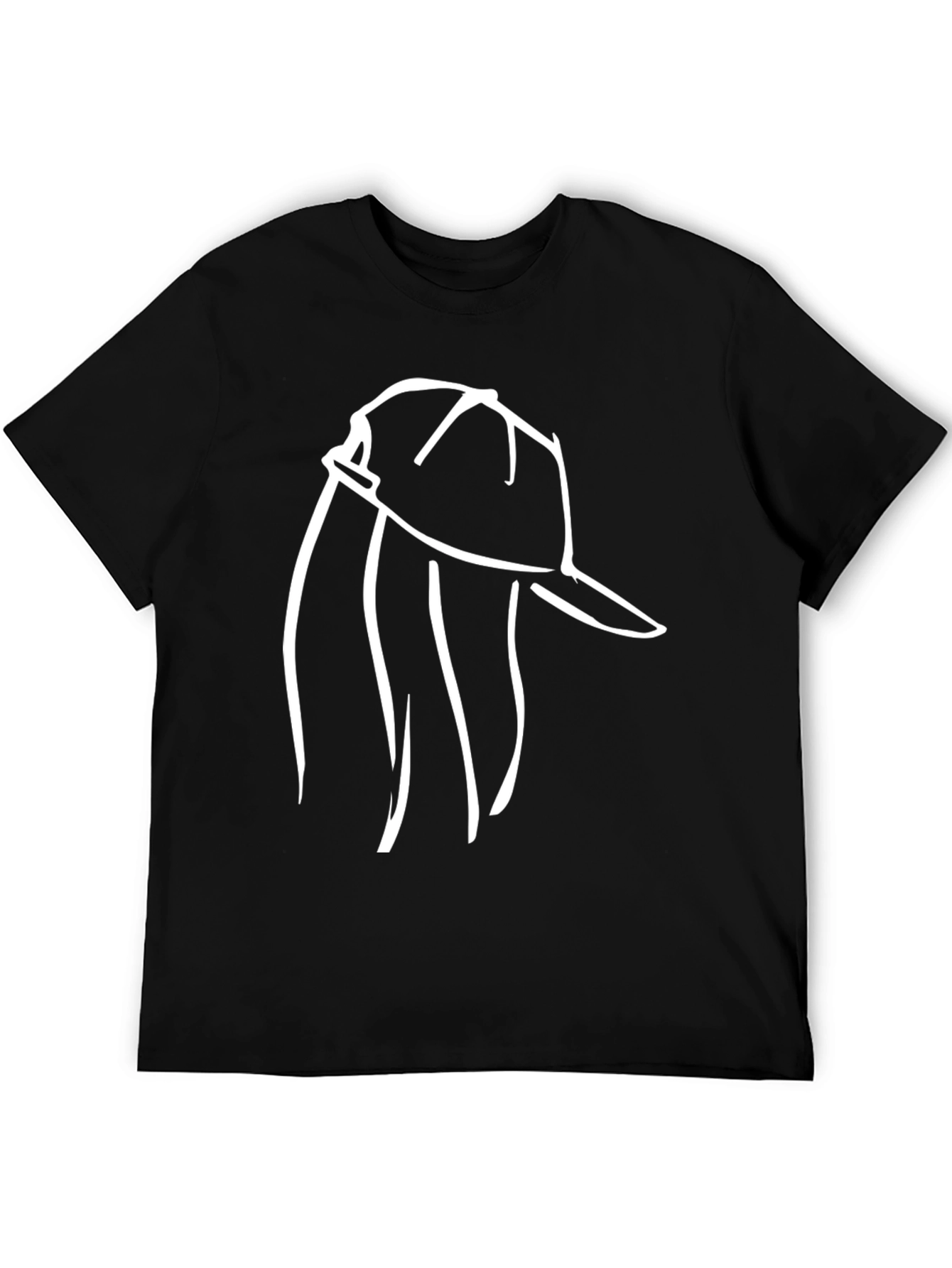 Minimalist Hat Line Art Black T-Shirt