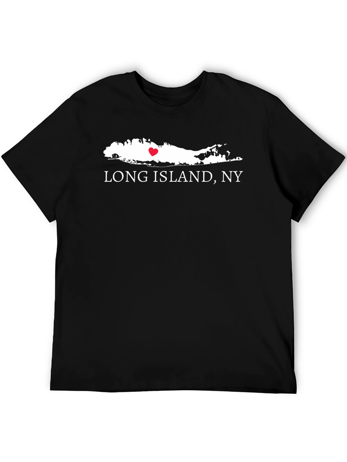 Long Island NY Heart T-Shirt - Black Short Sleeve Graphic Tee
