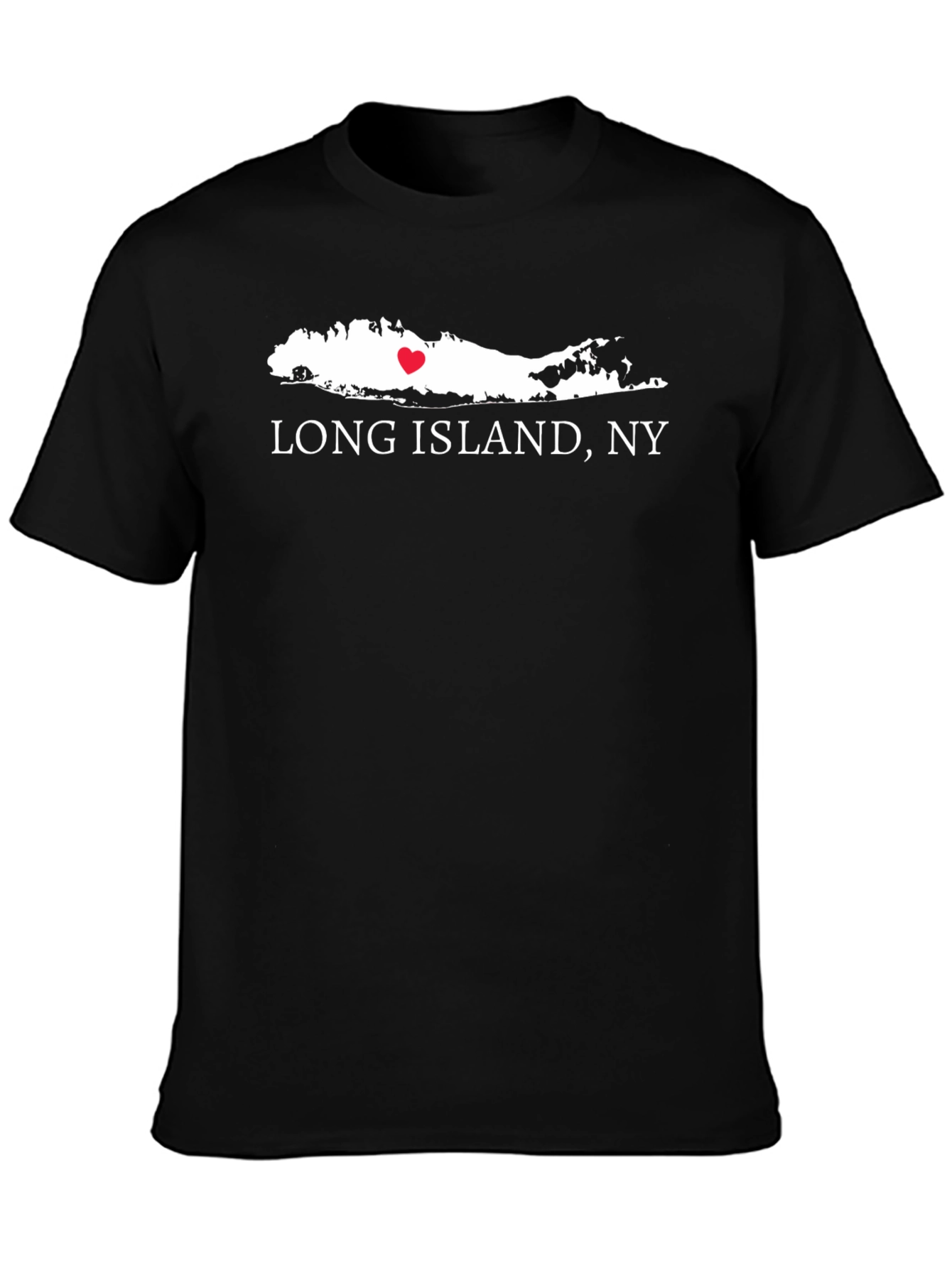 Long Island NY Heart T-Shirt - Black Short Sleeve Graphic Tee