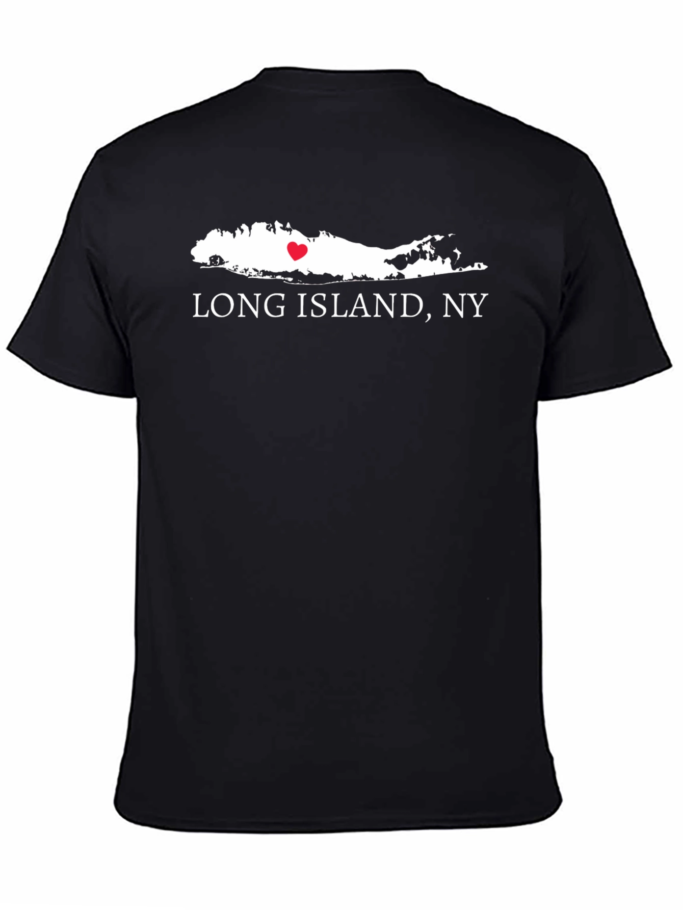 Long Island NY Heart T-Shirt - Black Short Sleeve Graphic Tee