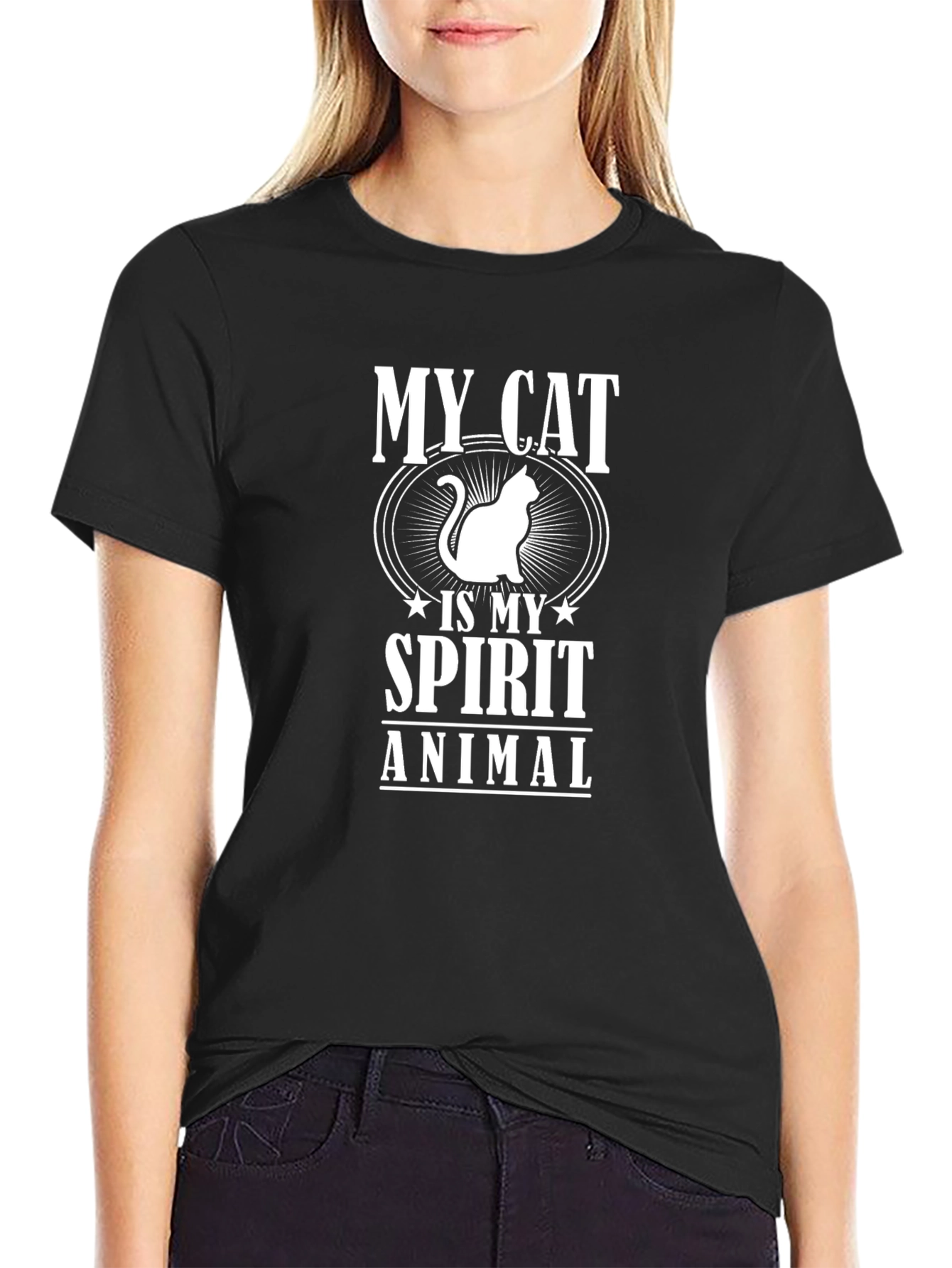 My Cat Is My Spirit Animal T-Shirt - Black