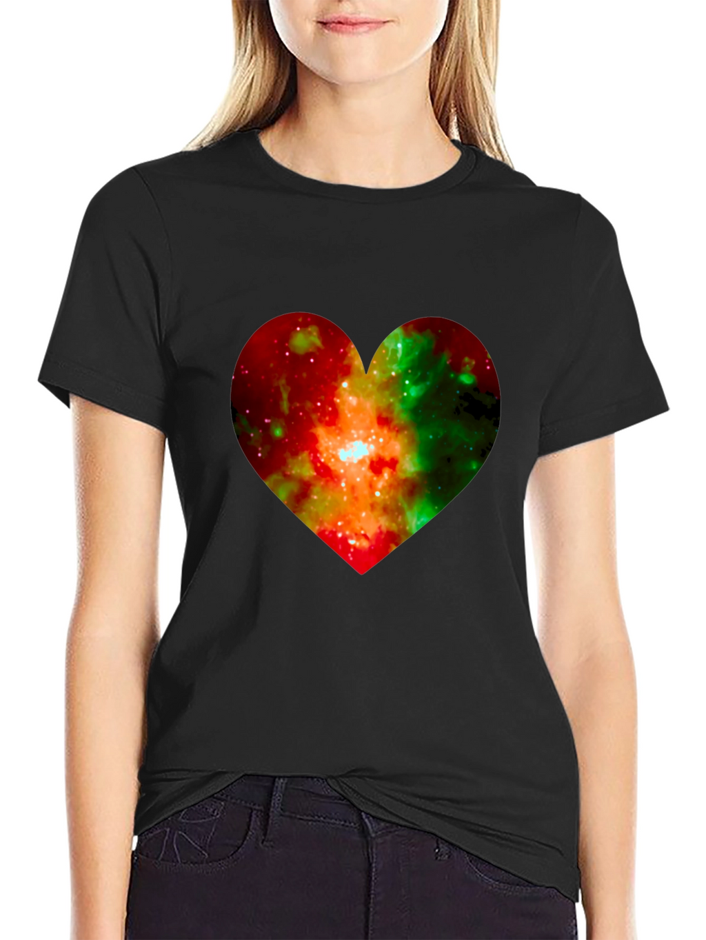 Galaxy Heart Graphic Black T-Shirt