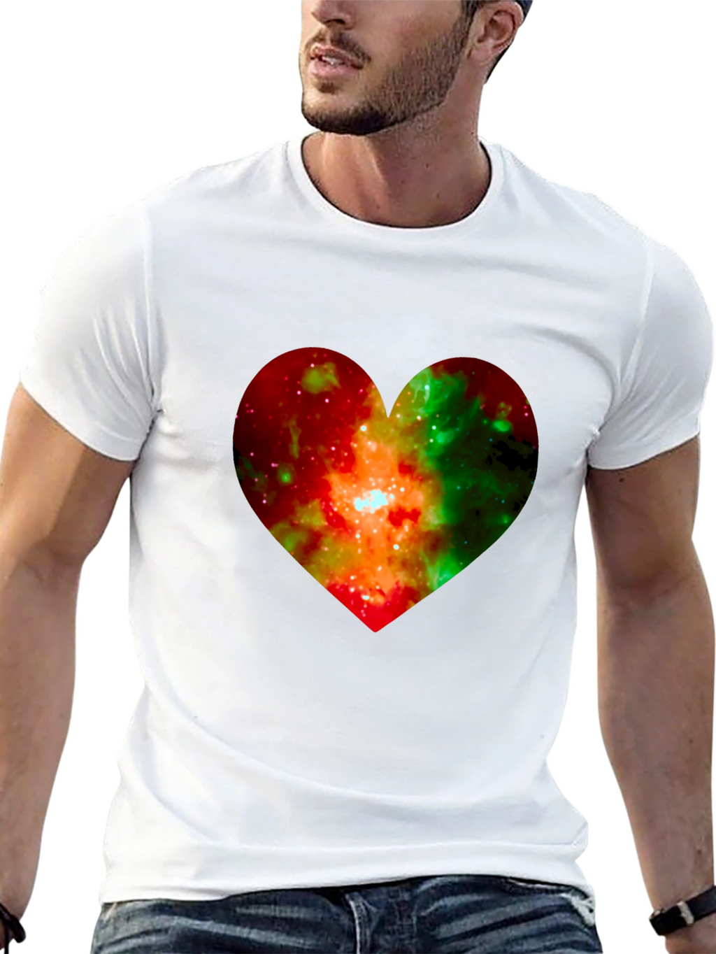 Galaxy Heart Graphic Black T-Shirt
