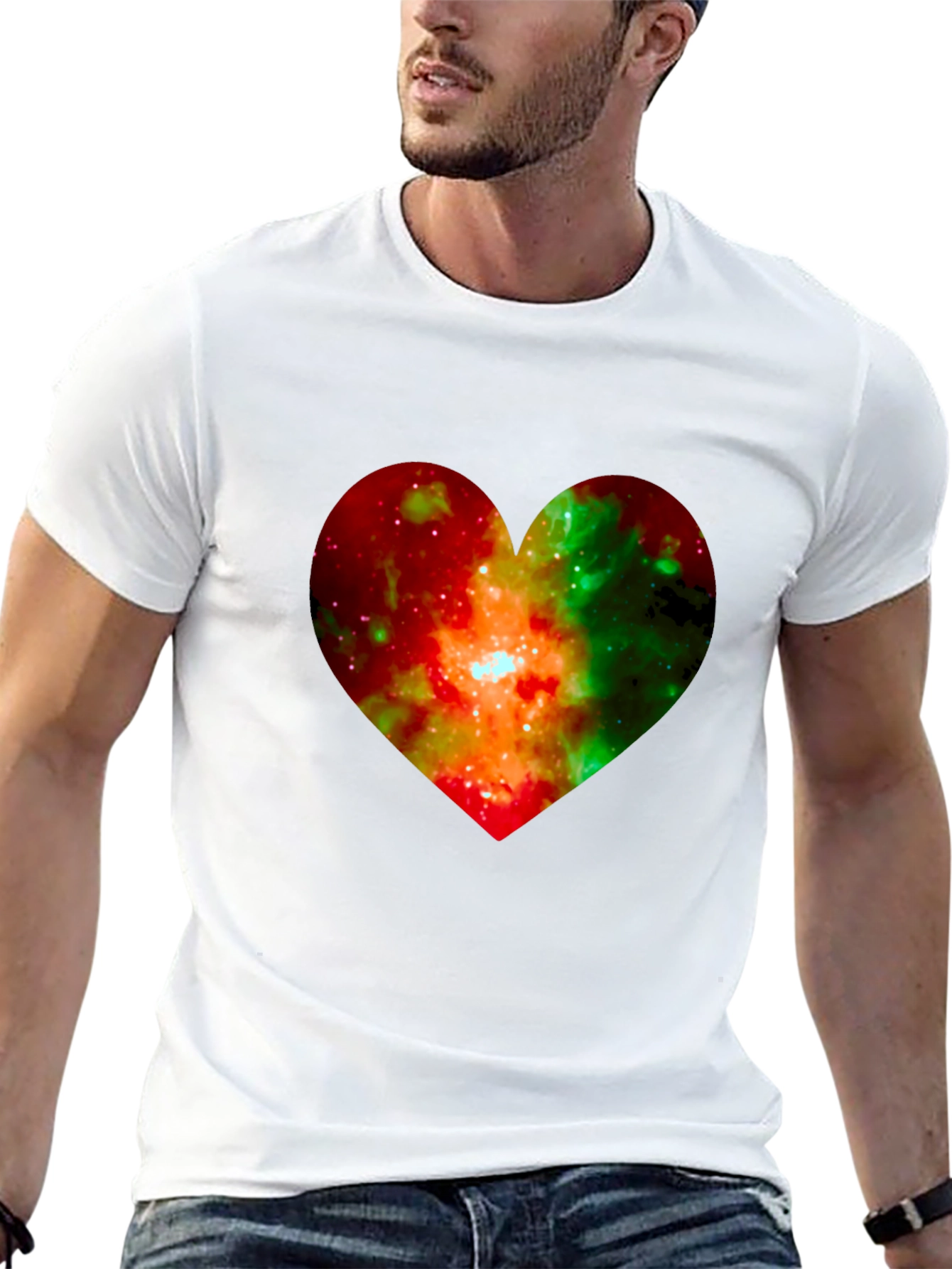 Galaxy Heart Graphic Black T-Shirt